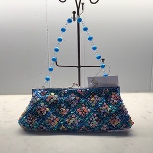 NWT Multi Beaded Sequined Clutch Wristlet